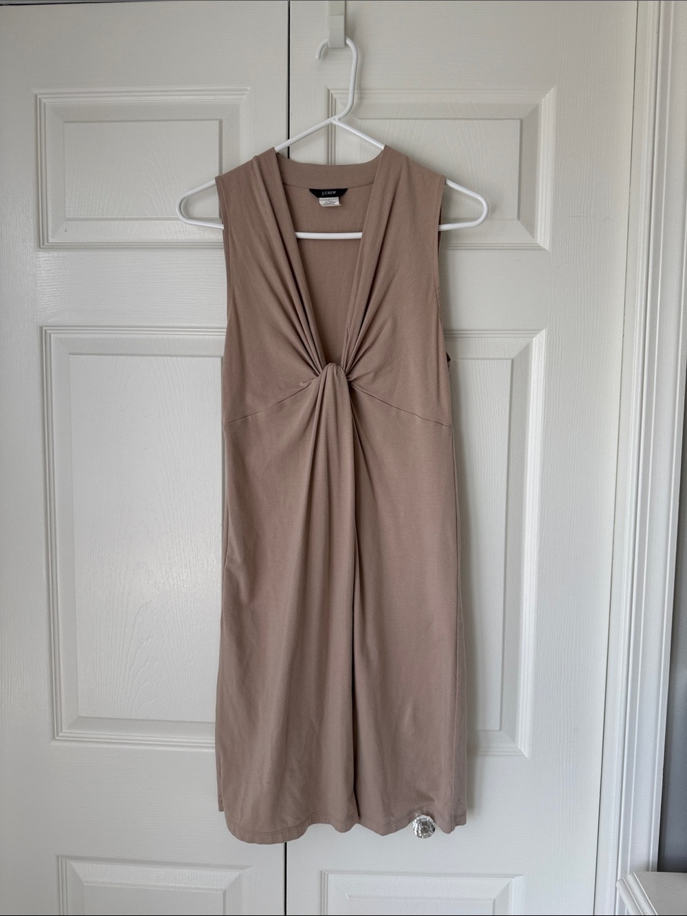 J. Crew Knot-Front Sleeveless Midi Dress in Taupe